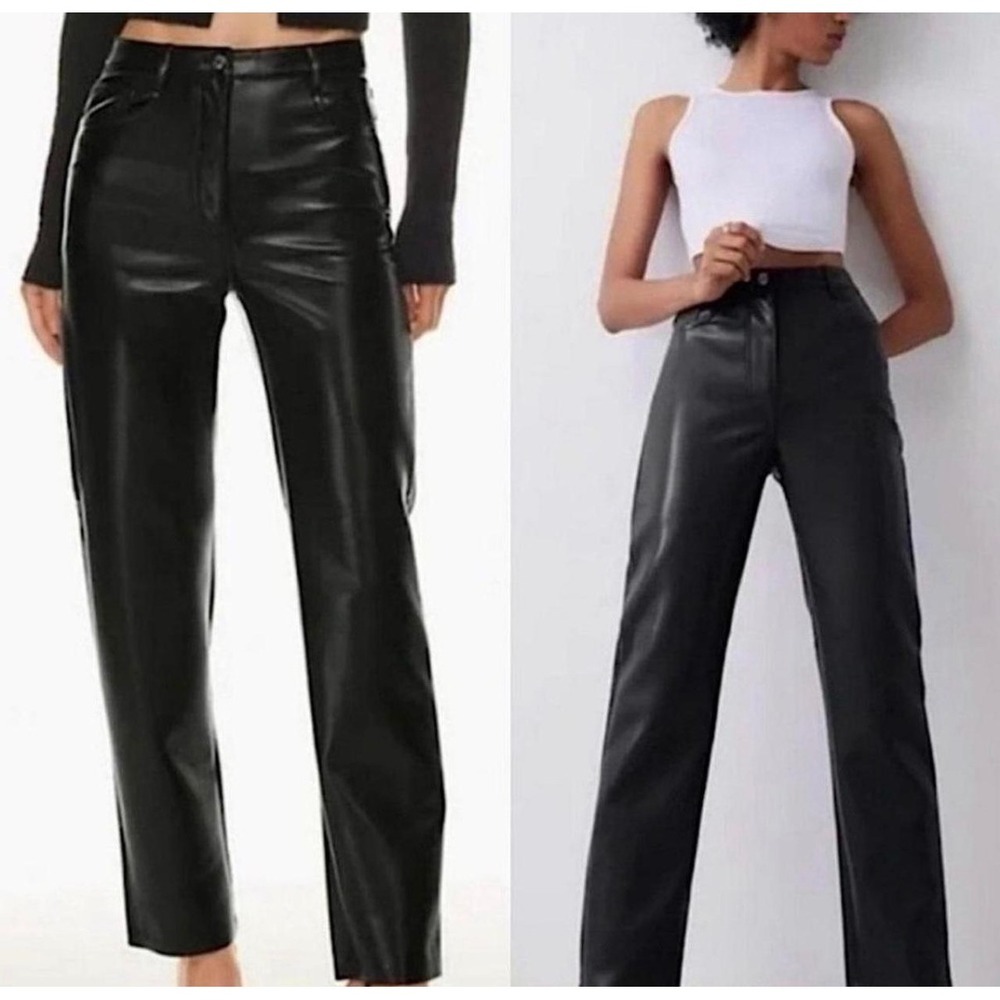 Wilfred Aritzia The Melina Pant‎ Black Vegan Faux Leather High Rise Straight 6